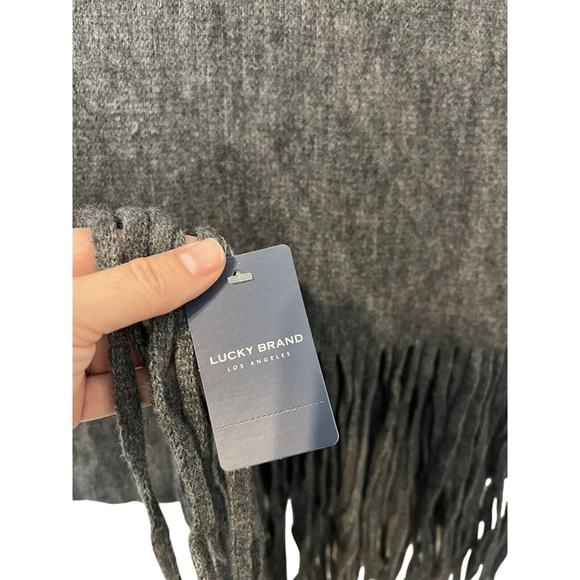 Lucky Brand Unisex Gray Fringed Winter Scarf - NEW WITH TAGS - MSRP $69.50 - Picture 6 of 7